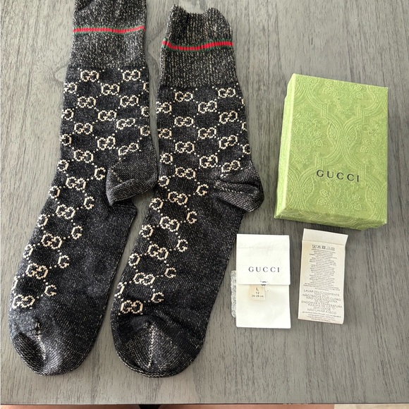NWT Gucci patterned socks black Large - Picture 1 of 3